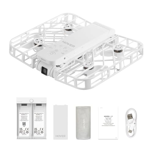 HOVERAir X1 Drone with Camera, Self-Flying Camera Drone with Follow Me Mode, Foldable Mini Drone with HDR Video Capture, Palm Takeoff, Intelligent Flight Paths, Hands-Free Control White (Combo)