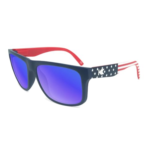 Knockaround Torrey Pines Polarized Sunglasses With Full UV400 Protection For Men And Women, Red, White, And Blue Frames/Moonshine Lenses