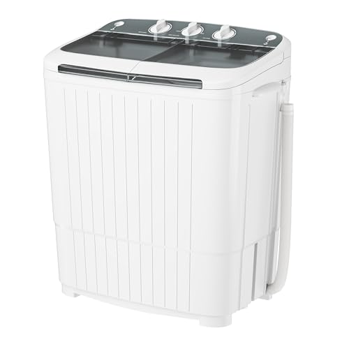 Superday Portable Washing Machine, 2 In 1 Small Washing Machine and Spin Dryer Combo, 16lbs Compact Mini Twin Tub Laundry Machine for Camping, Apartments, Dorms, College Rooms, RV, Delicates, Grey
