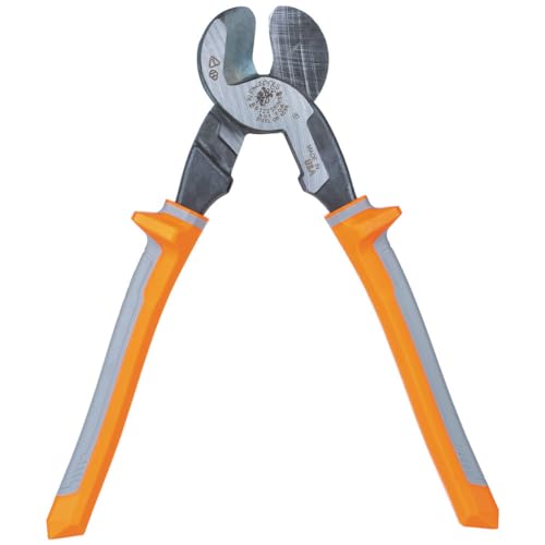 Klein Tools 63225RINS Insulated High-Leverage Precision Cable Cutter, Made in USA, for Aluminum, Copper and Communications Cable, 9-Inch