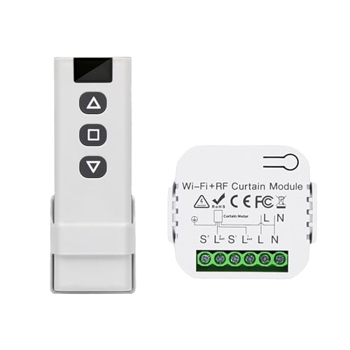 Frotlvm Smart WIFI RF Curtain Switch 433Mhz Remote Control Curtain Module Wireless DIY Mini Curtain Switch Voice Control Compatible with Alexa Google Home Smart Life Tuya APP for Roller Shutter/Blinds