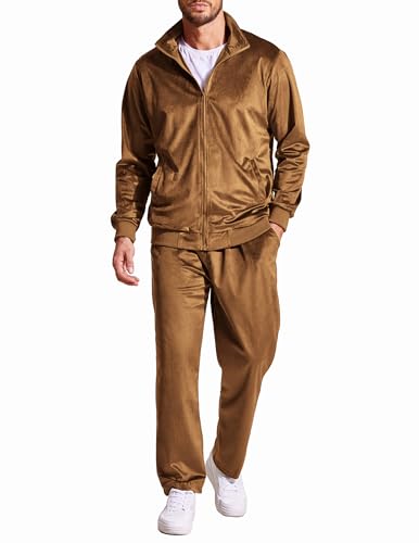 COOFANDY Velvet Tracksuit Men Sweatshirt Men Casual Shirt 2 Piece Jogging Suits