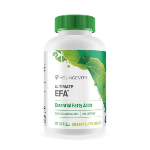 Youngevity Ultimate EFA - Organic Source of Essential Fatty Acids | Omega 3, 6, & 9 | Made from Borage, Flax & Fish Oil | 180 Count (180 Count (Pack of 1))