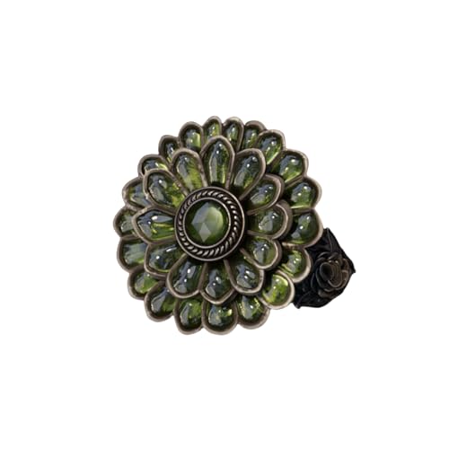 LovingLuLu Dark Souls Cloranthy Ring Adjustable 1:1 Engraved green flower (Copper, 19mm/9.5)