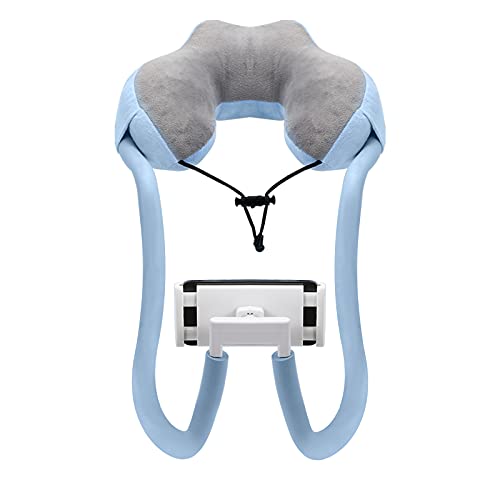 Moko Neck Phone Holder, Lazy Gooseneck Phone Pillow Holder Bracket,360°Rotation Universal Mobile Phone Tablet Stand for 4"-11" Devices, fits iPhone 12/12 Pro Max, Galaxy S21,iPad Air/Pro 11, Blue