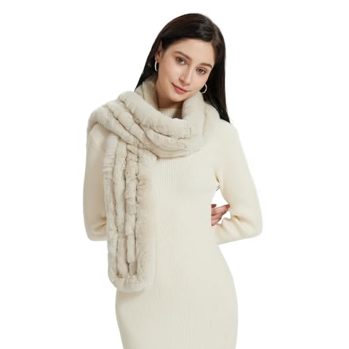 Rex Rabbit Fur Shawl - Long Fluffy Women's Winter Scarf