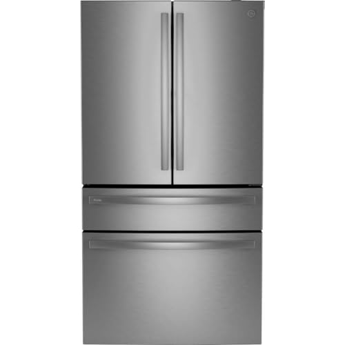 GE Profile 28.7 cu. ft. 4-Door French Door Refrigerator in Stainless Steel with Dual-Dispense Autofill Pitcher PGE29BYTFS