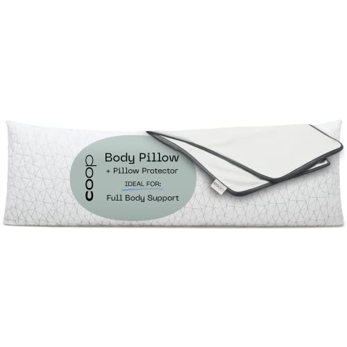 Coop Home Goods Adjustable Full Body Pillow (20x54) & Ultra-Tech Body Pillow Protector Bundle for Pregnancy - Soft Zippered Washable Cover, Neck & Knee Full Support for Side Sleepers