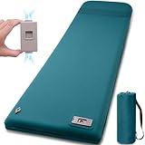 Self Inflating Sleeping Pad with Electric Pump,3.14"Thick Memory Foam Sleeping Mats for Camping,Easy Inflate&Deflate,9.5 R-Value Insulated Camping Mattress with Pillow for Car Travel Tent,Peacock-Blue