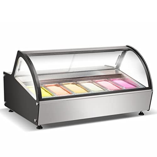 Gelato Freezer Display Case Dipping Cabinet NSF Certified Pan Ice cream Countertop Black Frame 6 Pan DW6R