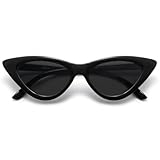 SOJOS Retro Vintage Narrow Cat Eye Sunglasses for Women Clout Goggles Plastic Frame SJ2044 with Black Frame/Grey Lens