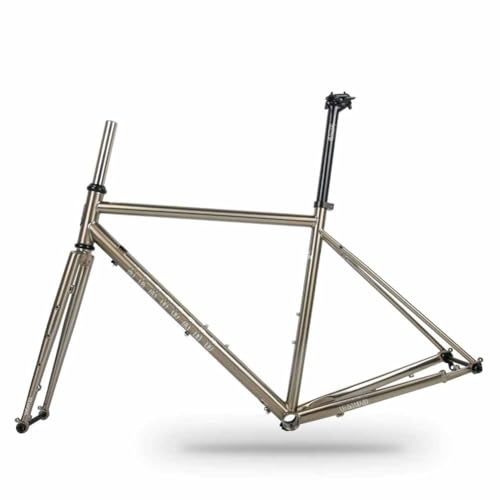 BSFHQS Bike Frame Gravel Road Bike Frameset 700C Road Cyclocross Disc Brake Frame 44cm 47cm 50cm 53cm 56cm Cr-mo Steel Bike Frame Thru-Axle Frame 100/142 BSA BB68mm(Brushed Silver,56cm)