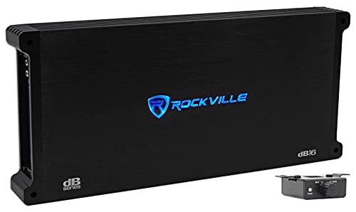 Rockville dB16 8000W Mono 2-Ohm Car Amplifier, High-Speed MOSFET, Adjustable 12dB Crossover, LED, Remote Sub Control, Perfect for Car Audio and Subs
