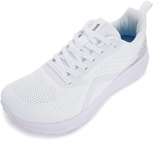 BRONAX Mens Wide Toe Box Running Tennis Shoes Gym Tennis Athletics Size 13 Sports Mesh Walking Rubber Outsole Sneakers for Male White 47