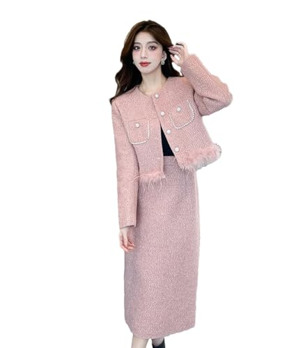 Women's Korean Style Fashion Set Winter Coat Skirt Elegant 2342 1231 L