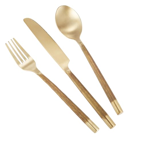 Wollet Pure Copper Tableware Set, Spoon Fork Knife Brass Western Food Knife Fork Spoon Thickened Handmade Brass Tableware, Reusable Ideal for Home Hotel Wedding Festival Party