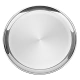 ZEONHEI 4 Pack 12 Inch Silver Stainless Steel Plates, Round Silver Metal Dinner Plates, Dishwasher Safe Stainless Steel Serving Dishes for Home, Camping, Barbecue