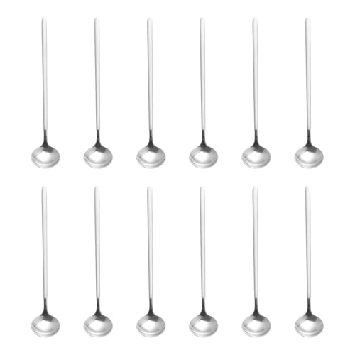 12 PCS Coffee Spoons, 18/8 Stainless Steel Espresso Spoons, 6.7 Inches Vogue Mini Tea Spoons, Cappuccino Stirring Spoons, Small Spoons for Dessert, Ice Cream, Frosted Handle,Sweejar(Silver)