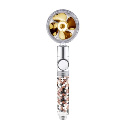 Turbo High Pressure Handheld Shower Head by MineralStream with Mineral Stones for Filtration | Perfect for Dry Hair & Skin | 360 Degree Spin Showerhead for Spa like Experience at Home