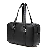 Chillpaper Large Japanese Shoulder Bag,Faux Leather Tote Messenger Crossbody Bookbag with Pink Pompom Stripe Strap (A3 Big Size, Black)