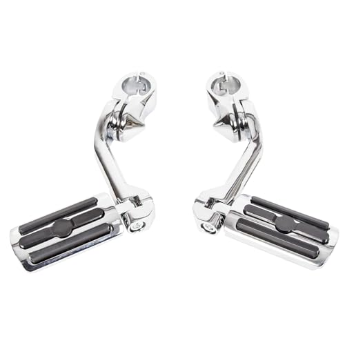 ECOTRIC 1.25'' Motorcycle Footpegs Long Highway Foot Pegs Compatible with Harley Davidson Road King Street Glide Honda Kawasaki Suzuki Yamaha Highway Foot Pegs Pedal - Long Angled