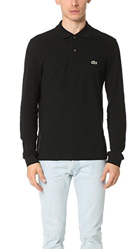 Lacoste Mens Classic Long Sleeve Pique Polo Shirt, Black, Large US