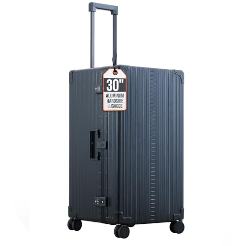 All Aluminum Lightweight 30" Premium Luggage with Suiter, Hardshell Checked Suitcase w/Spinner Wheels, TSA-Approved, Heavy Duty Roller for International Travel and Business Flight (Onyx)