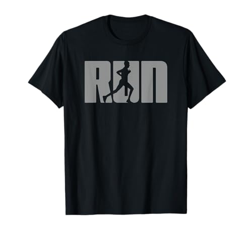 Silhouette Run Design for Runner Marathon Graphic Running T-Shirt