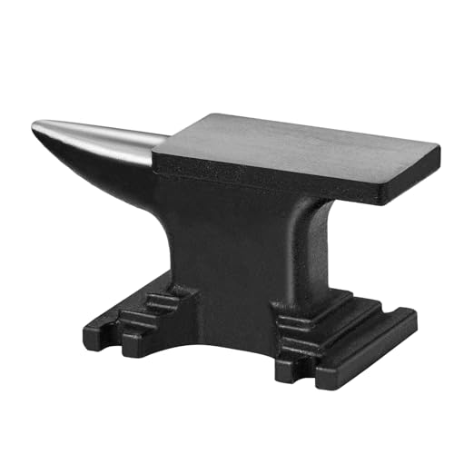 VEVOR Single Horn Anvil, 9 Lbs Cast Steel Anvil, High Hardness Rugged Round Horn Anvil Blacksmith, Compact Design and Stable Base, Forge Tools and Equipment, Metalsmith Tool for Bending and Shaping