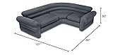 Intex Corner Sofa L-Shaped Inflatable Indoor Relaxing Lounge Sectional Couch with Built-in Cupholders for Home Living Rooms, Gray (2 Pack)