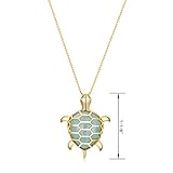 Amazon Essentials womens 18k Yellow Gold Plated Sterling Silver Genuine Green Jade Turtle Pendant Necklace, 18" (previously Amazon Collection)