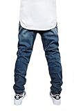 URBANJ Men's Stretch Twill Drop Crotch Jogger Pants S-5XL (M, Dk.Indigo Denim)