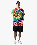 Rainbow Shirt Men Bowling Short Sleeve Regular Fit Casual Rainbow Button Up Shirts