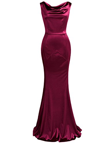 MUXXN Women's 50s Retro Sleeveless Style Fishtail Gowns and Evening Maxi Long Dress Burgundy M