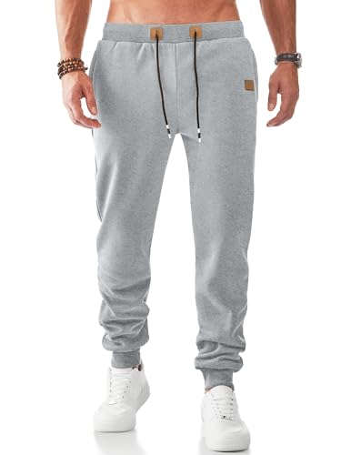 JMIERR Men's Fleece Sweatpants Causal Fit with Zipper Pockets Tapered Joggers for Men Athletic Track Pants Workout, Jogging, Running, M, Light Gray