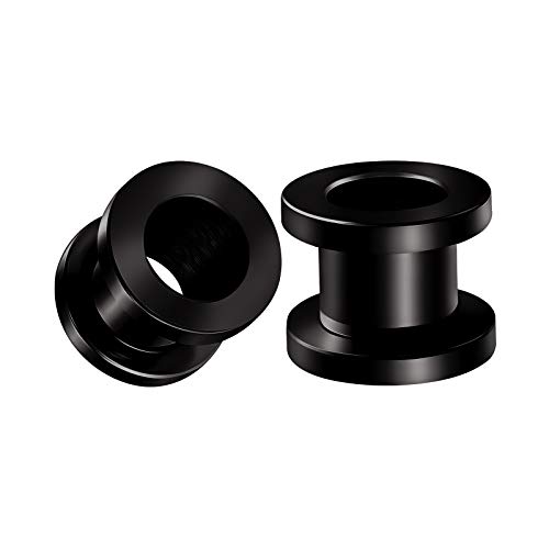 BIG GAUGES Pair of Black Anodized 0g Gauge 8mm screw-fit Flesh Tunnels Ear Plugs Piercing Jewelry Stretching Lobe Earring BGTU 10634