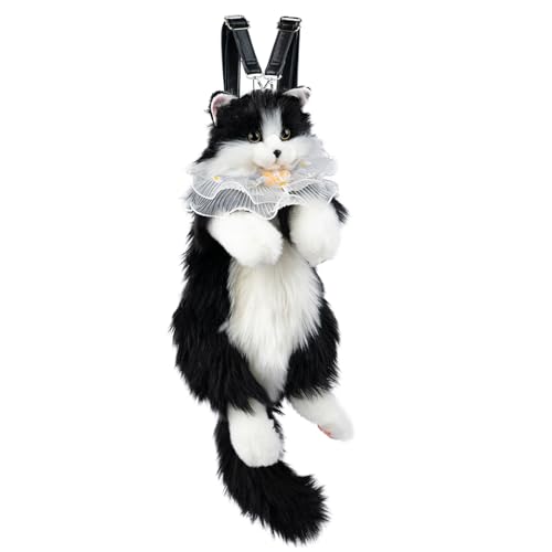 Chongker Stuffed Animals Backpack - Cute Cat plush Backpack Toy, Handcrafted Realistic Cat Shaped Backpack, Heartwarming Surprise Idea, Companionship Stuffed Cat, Large Black Cat