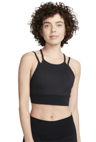 Nike Indy Strappy Women's Light-Support Padded Ribbed Longline Sports Bra (US, Alpha, Medium, Regular, Regular, Black)