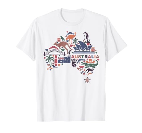 Travel Australia Map Sydney Australian Vacation Souvenir Tee T-Shirt