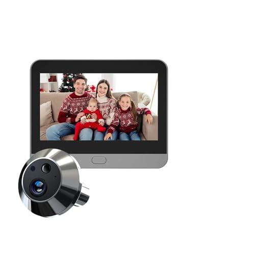 JUCFRDNJ Con Cámara Inteligente Tuya para Seguridad Del Hogar, Dispositivo De Vídeo De 3MP Con WiFi, Pantalla De 4,3 Pulga(Standard,No Alexa)