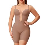Slimers Backless Shapewear Strapless Bodysuit - Low Back Women Body Shaper : Slimming Built In Bra With Plunge Skin Pink