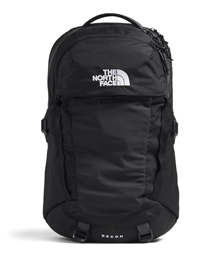 THE NORTH FACE Recon Everyday Laptop Backpack | Daypack with Water Repellent Finish, 16" Laptop Sleeve, 2 Water Bottle Pockets, TNF Black/TNF Black-NPF, One Size