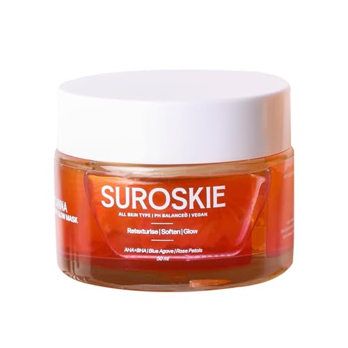 Suro'skie Rosanna Rose Instant Glow Face Mask (1.69 Fl Oz) |With Rose & Aloe vera | For Cleans Pores & Dark Spot |Spa Glow at Home |Facial In a Jar |Korean Face Mask For Glowing Skin |Men & Women