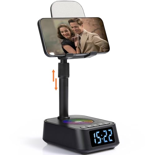 ASEAT Gifts for Men Women, Adjustable Phone Stand Bluetooth Speaker, Birthday Gifts Him Husband, Phone Holder for Kitchen Desk Bedroom, Cool Tech Gadget for Dad Mom Boyfriend, Christmas Ideal