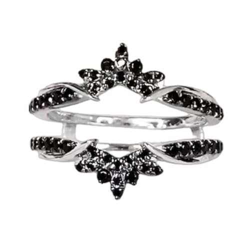 Ssjewel 1 Ct Round Cut Black Diamond Enhancer Ring Wedding Engagement Bridal Wrap Enhancer Wedding Band 14K White Gold Plated 925 Sterling Silver Handmade Anniversary Band Christmas Gift For Her