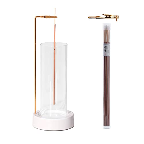 CEREMONY Incense Holder, Ceramic Incense Holder for Sticks with Glass Ash Catcher,Incense Burner for Meditation Yoga Spa Room Decor