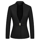 MODFUL Women's Business Pant Suit Set 2 Piece Slim Fit Blazer Jacket One Button Buckle Closure Lady Work Suit for Office (Black, Large)