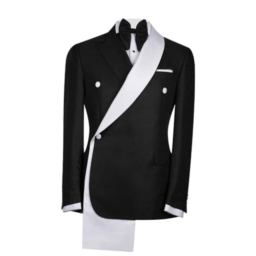 Men's Tux Jacket One-Button Shawl Lapel Blazer Jacket with White Trim, Formal Wear for Weddings and Dinners