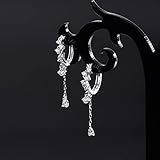 SLUYNZ 925 Sterling Silver CZ Hoop Earrings Dangle for Women Teen Girls Teardrop Huggie Earrings Drop Water Droplets Dangle Earrings Drop (A-silver)