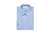 Calvin Klein Men's Dress Shirts Slim Fit Non Iron Solid, Mist, 16" Neck 34"-35" Sleeve